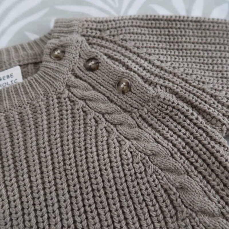 Side button knit romper kaki Bebe Holic 12-18 mois