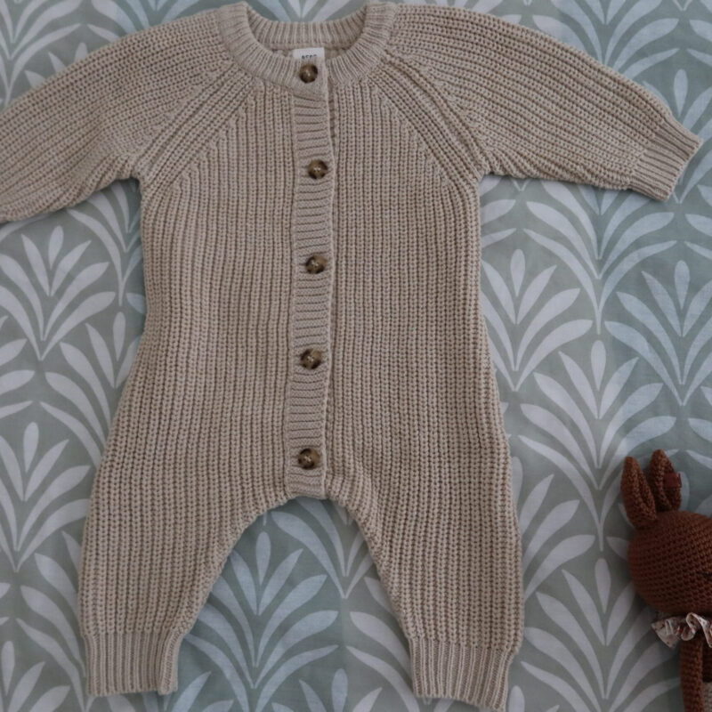 Round knit long bodysuit beige Bebe Holic 12-18 mois