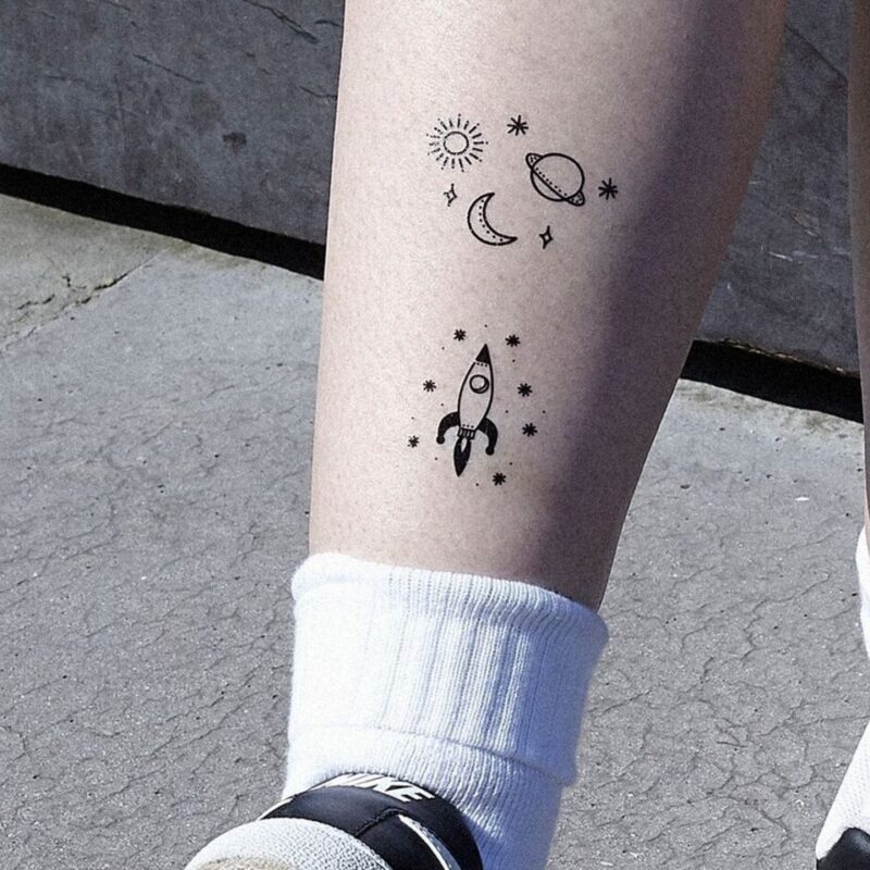 5 tatouages éphémères fusée Sioou