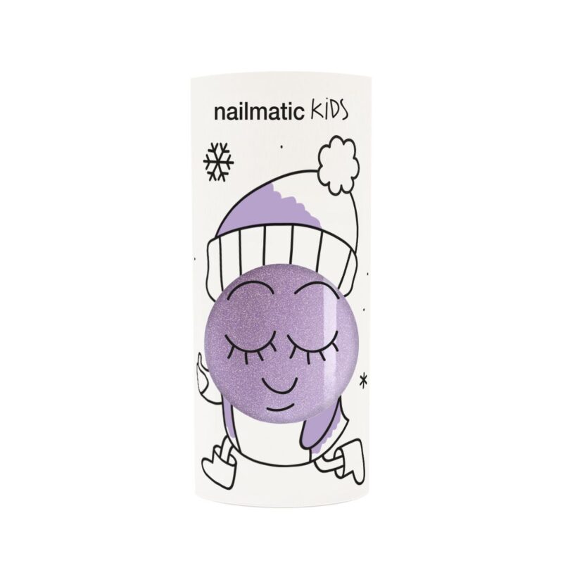 Vernis enfant base eau piglou violet paillettes Nailmatic