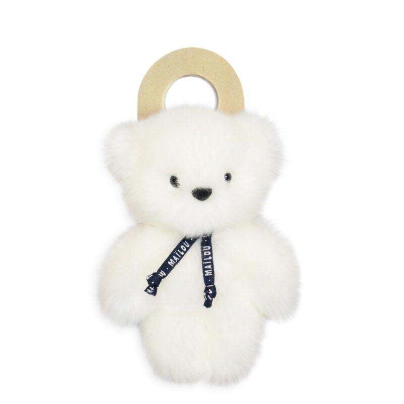 Doudou ours le petit frenchie blanc 30 cm Mailou