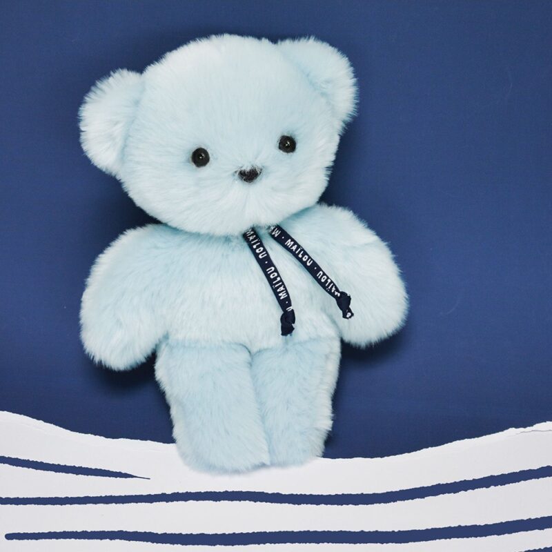 Doudou ours le petit frenchie bleu 20 cm Mailou