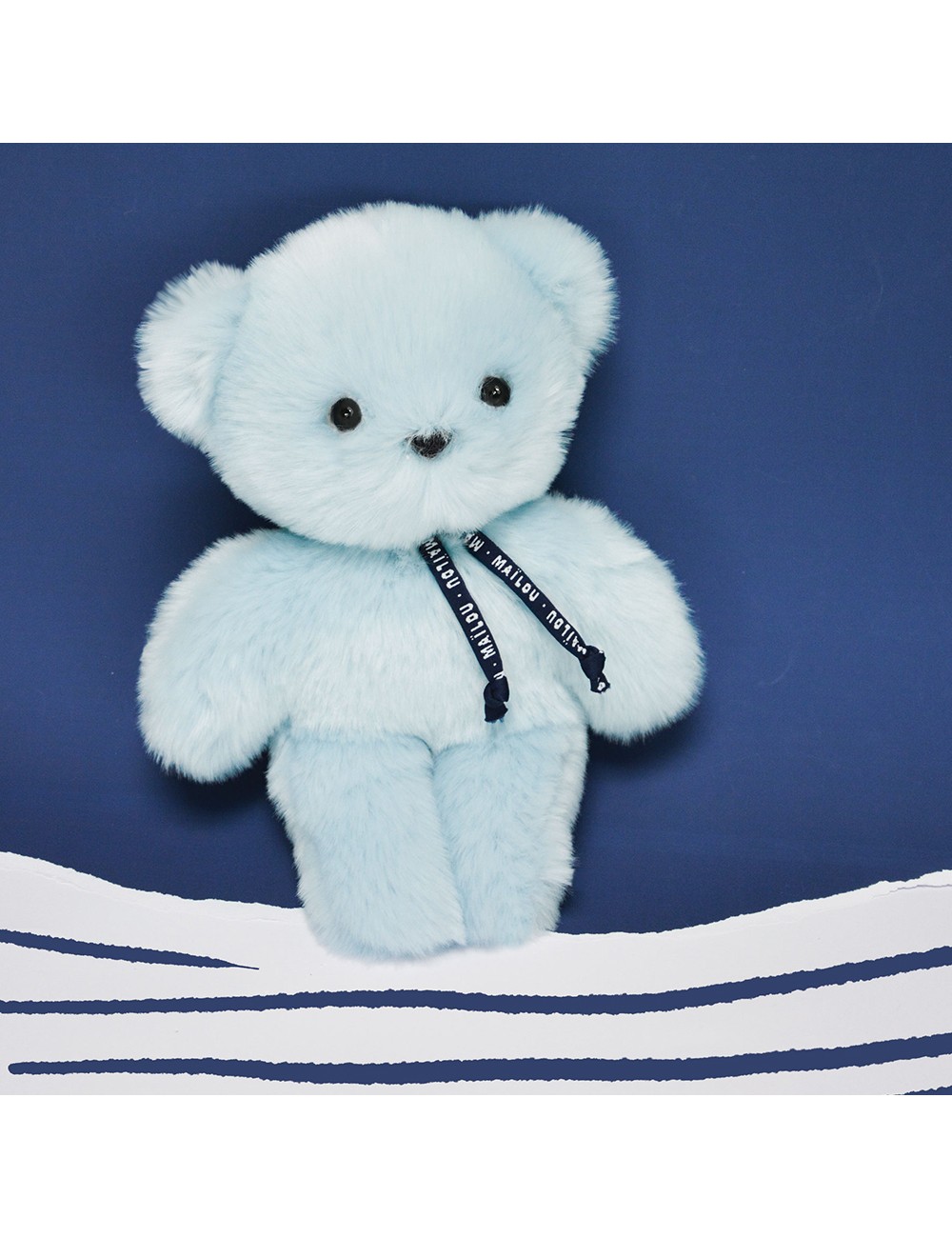 Doudou ours le petit frenchie bleu 20 cm Mailou - LA CASA DE JAIA