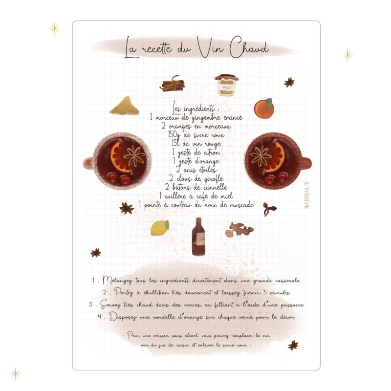 Carte poétique recette “Vin Chaud” Papier Poetic