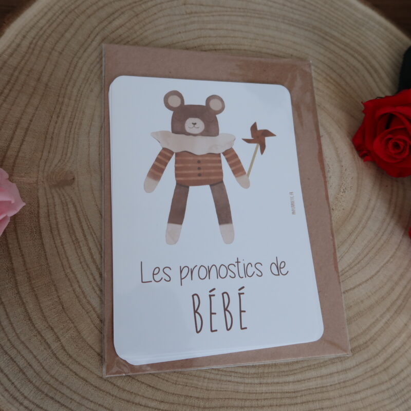 Lot 6 cartes pronostics bébé “ourson” Papier Poetic