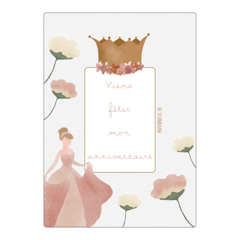 Lot 6 cartes d’invitation “princesse” Papier Poetic