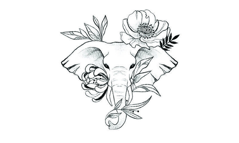 5 tatouages éphémères tête d'éléphant Sioou