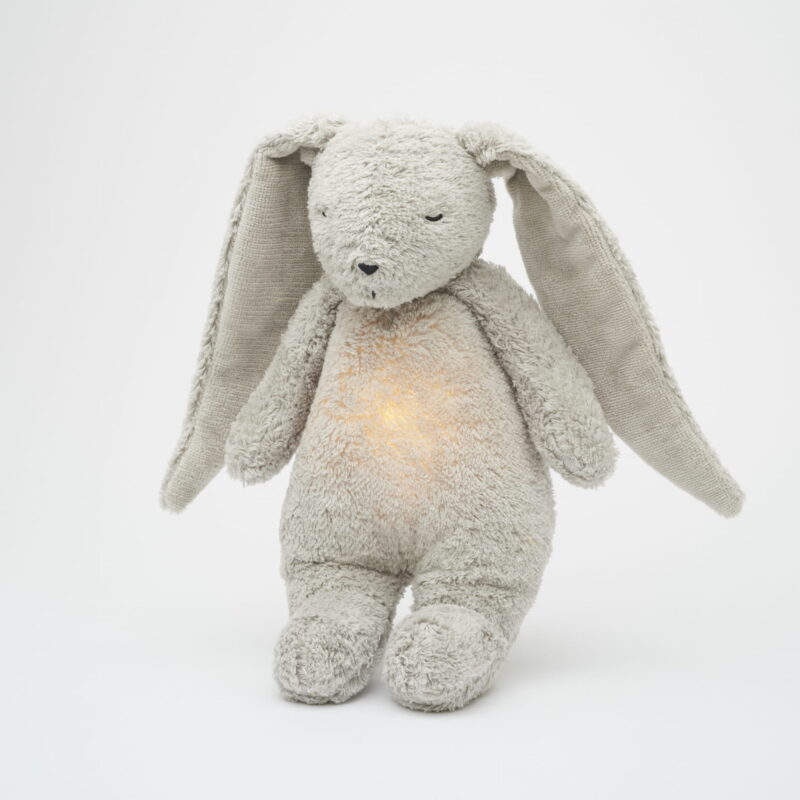 Veilleuse musicale lapin biologique gris Moonie