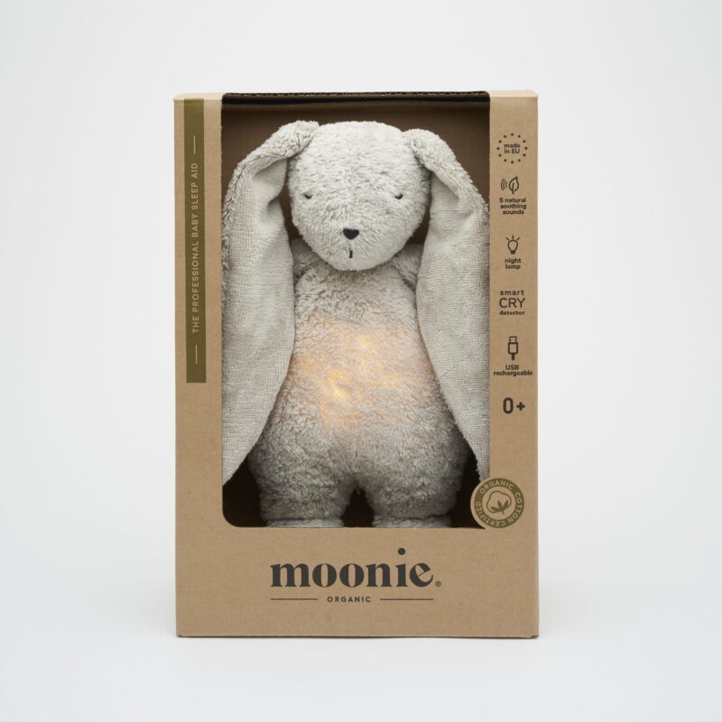 Veilleuse musicale lapin biologique gris Moonie