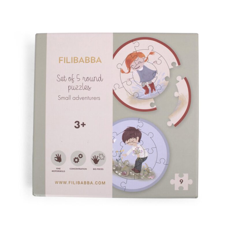 5 puzzles ronds petits aventuriers Filibabba