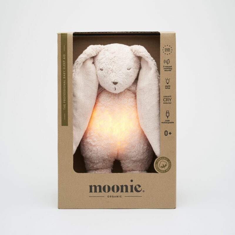 Veilleuse musicale lapin biologique rose Moonie