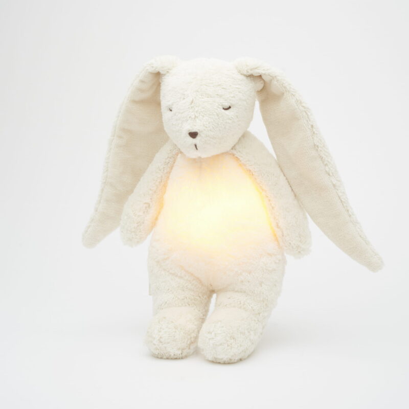 Veilleuse musicale lapin biologique blanc polaire Moonie