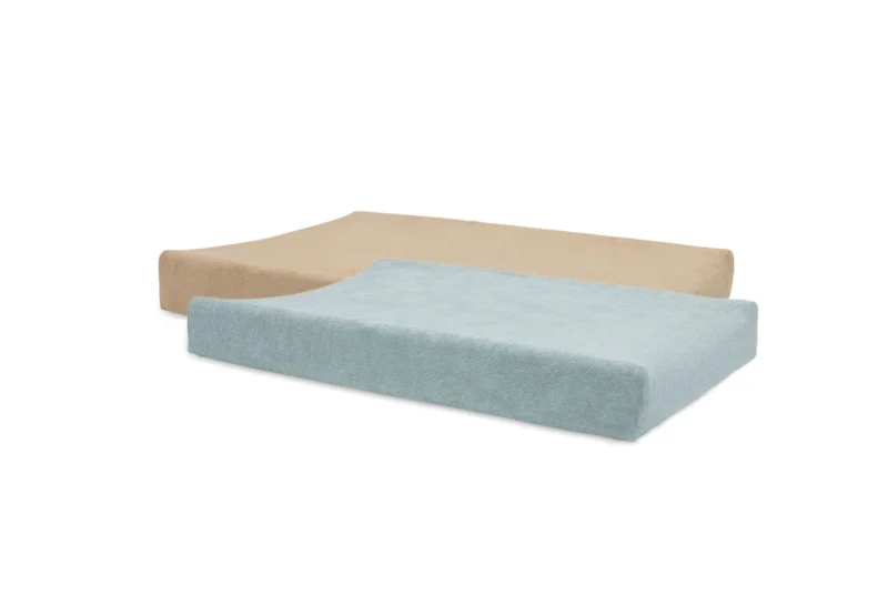 Lot 2 housses matelas à langer éponge 50x70cm sea green biscuit Jollein