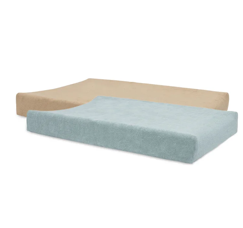 Lot 2 housses matelas à langer éponge 50x70cm sea green biscuit Jollein